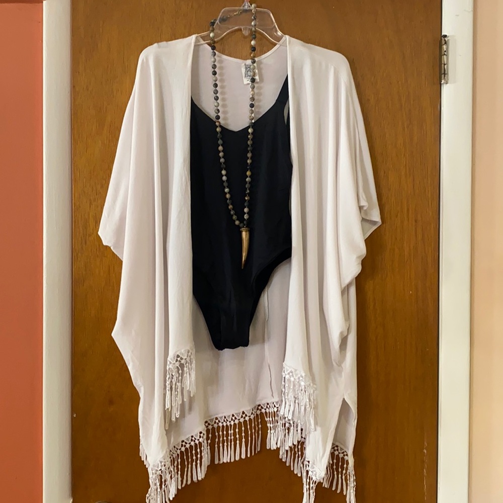 White kimono swim cover up